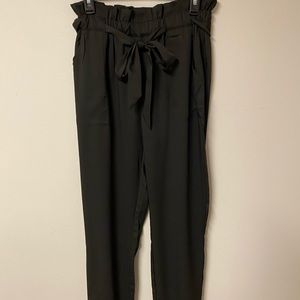 Black Paper Bag Tie Pants